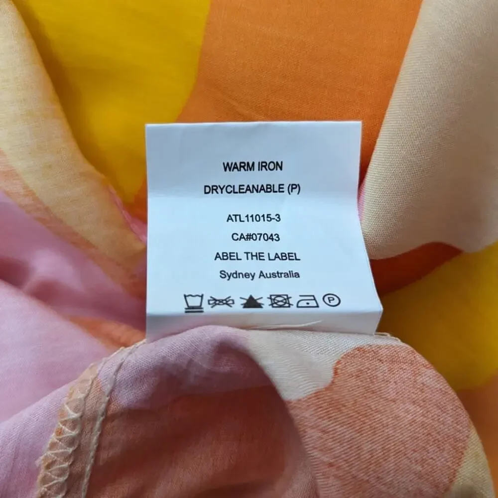 Abel The Label Orange Pink Boho Maxi Dress Trapeze Tiered Oversized XS NWT - Picture 9 of 11